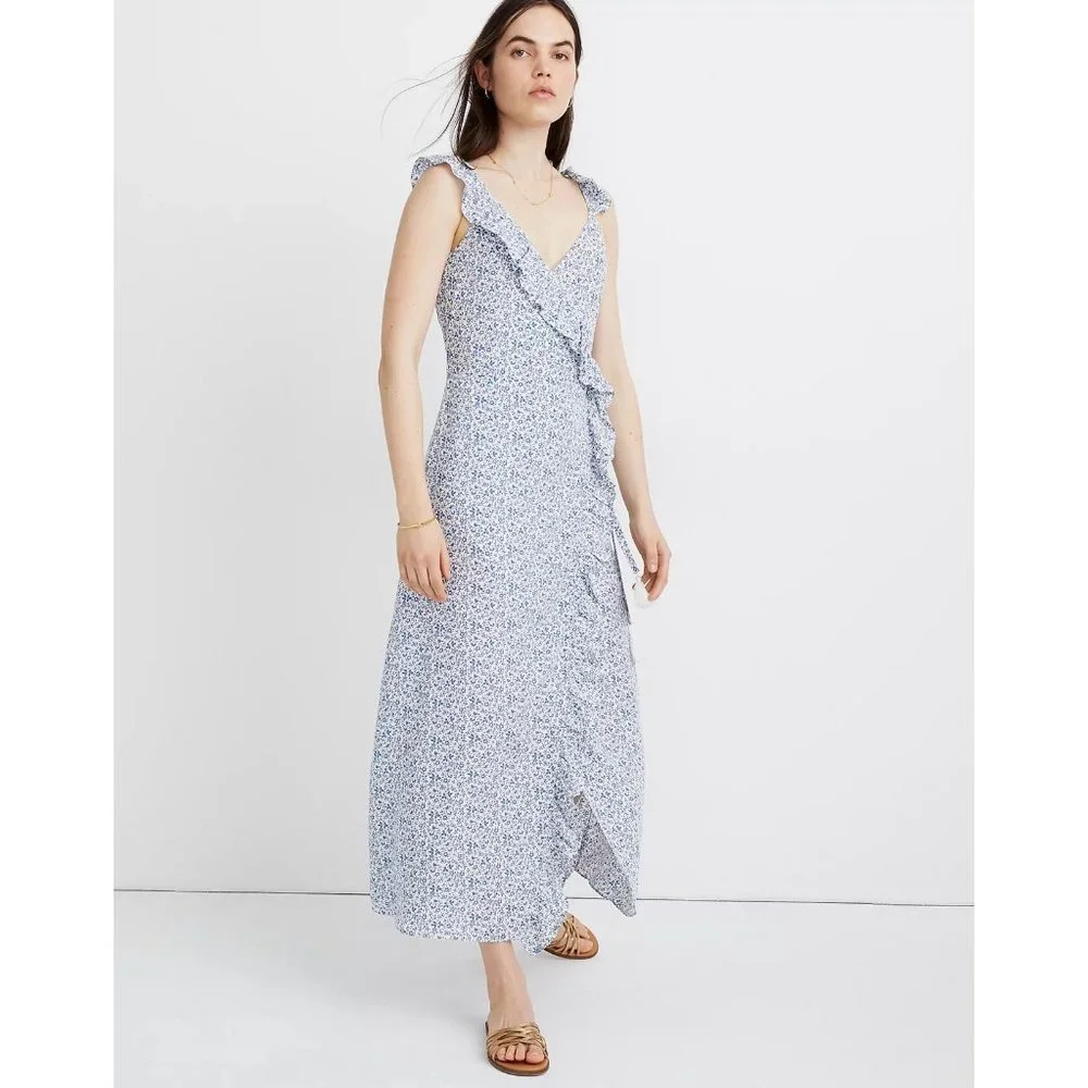 Madewell Wrap Maxi Dress in Americana Floral 10 NWT - Picture 4 of 9
